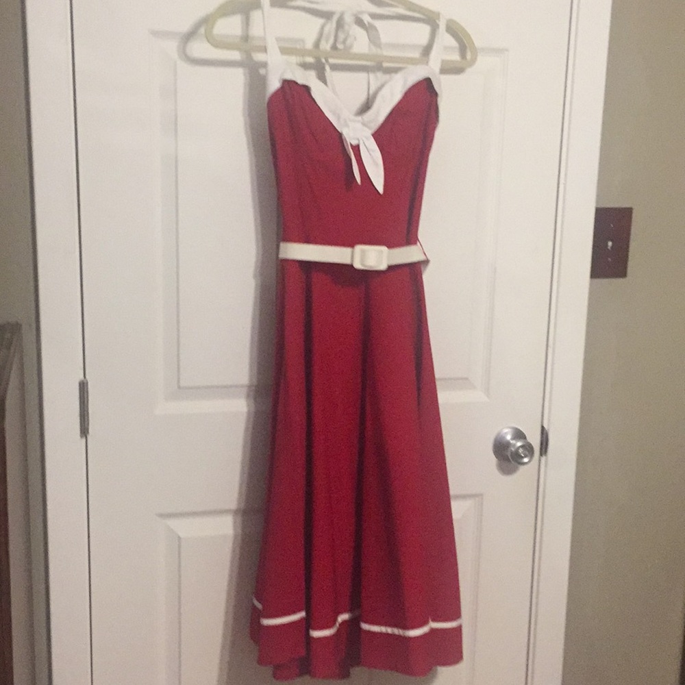 Pinup couture nautical red swing dress